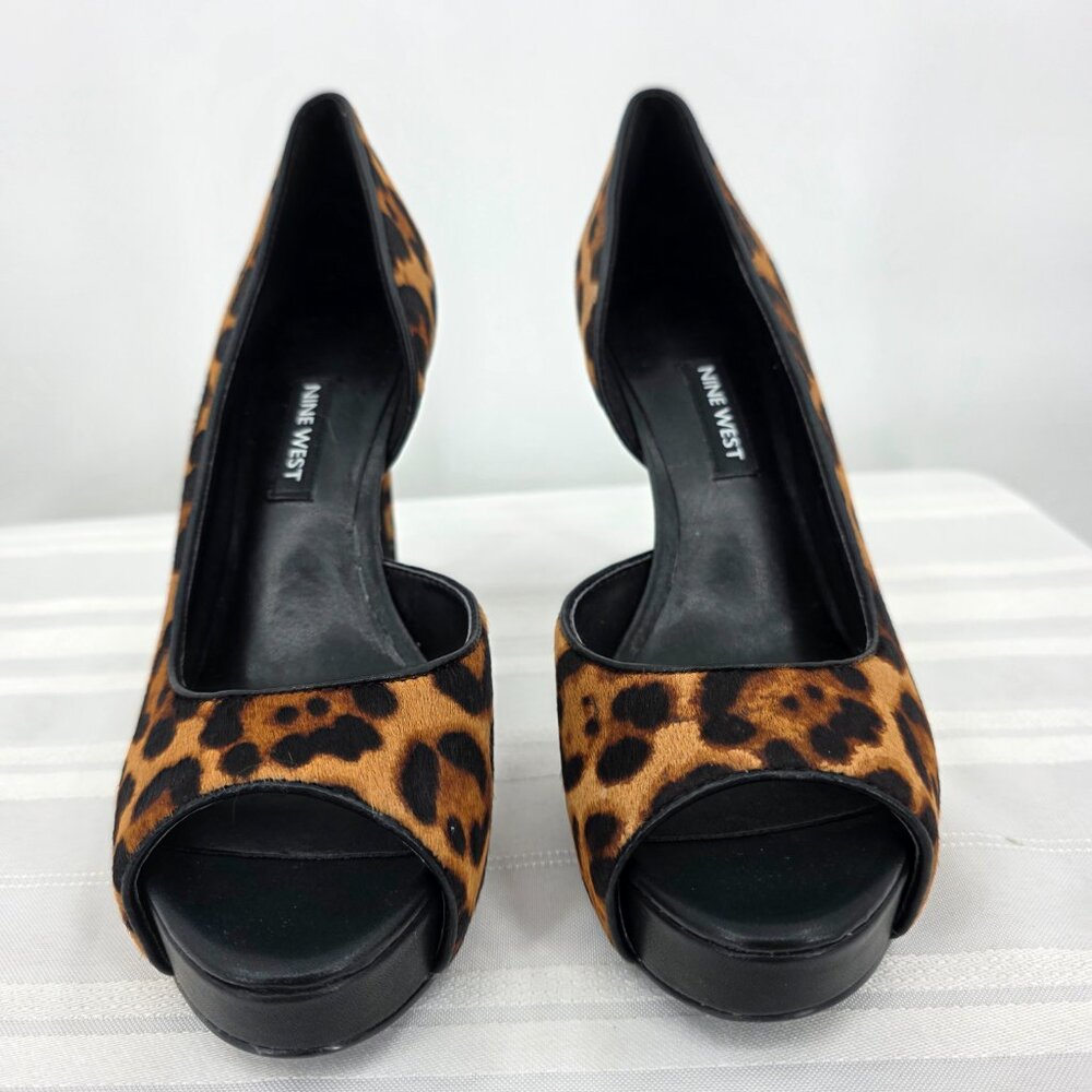 NINE WEST Expensive Platform Pump D'Orsay Leopard Hair Shoes Heels 7.5 NWOB - Picture 6 of 10